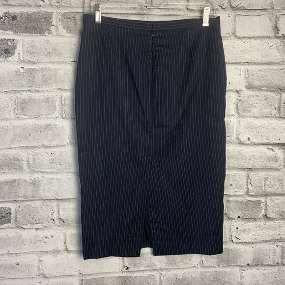 Vintage 90s Holt Renfrew Navy Pinstripe Straight Pencil Skirt - Picture 4 of 12